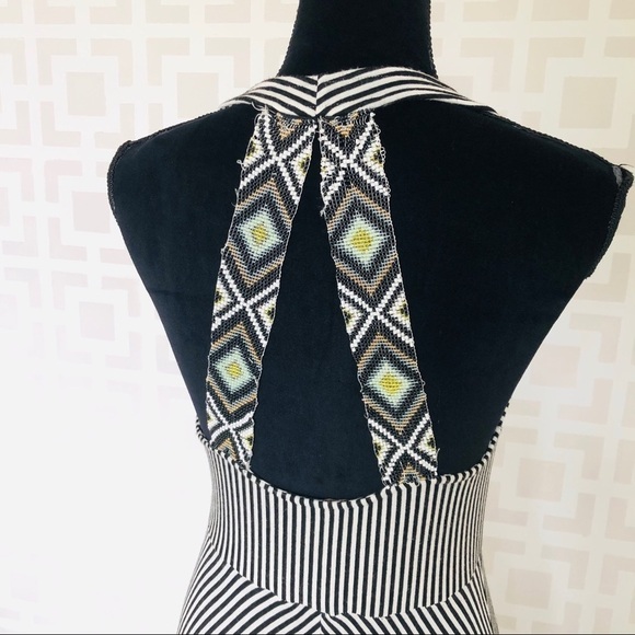 Ella Moss Dress Striped Halter Bead Back Maxi Size S Wedding Guest Black Tie - Picture 4 of 7